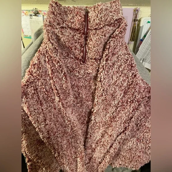 Burgundy Sherpa Half Zip Pullover (Sweet Lovely by Jen) - Picture 10 of 11